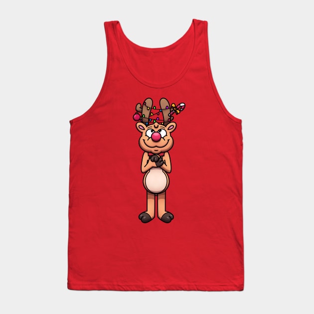 Christmas Reindeer With Christmas Ornaments Tank Top by TheMaskedTooner